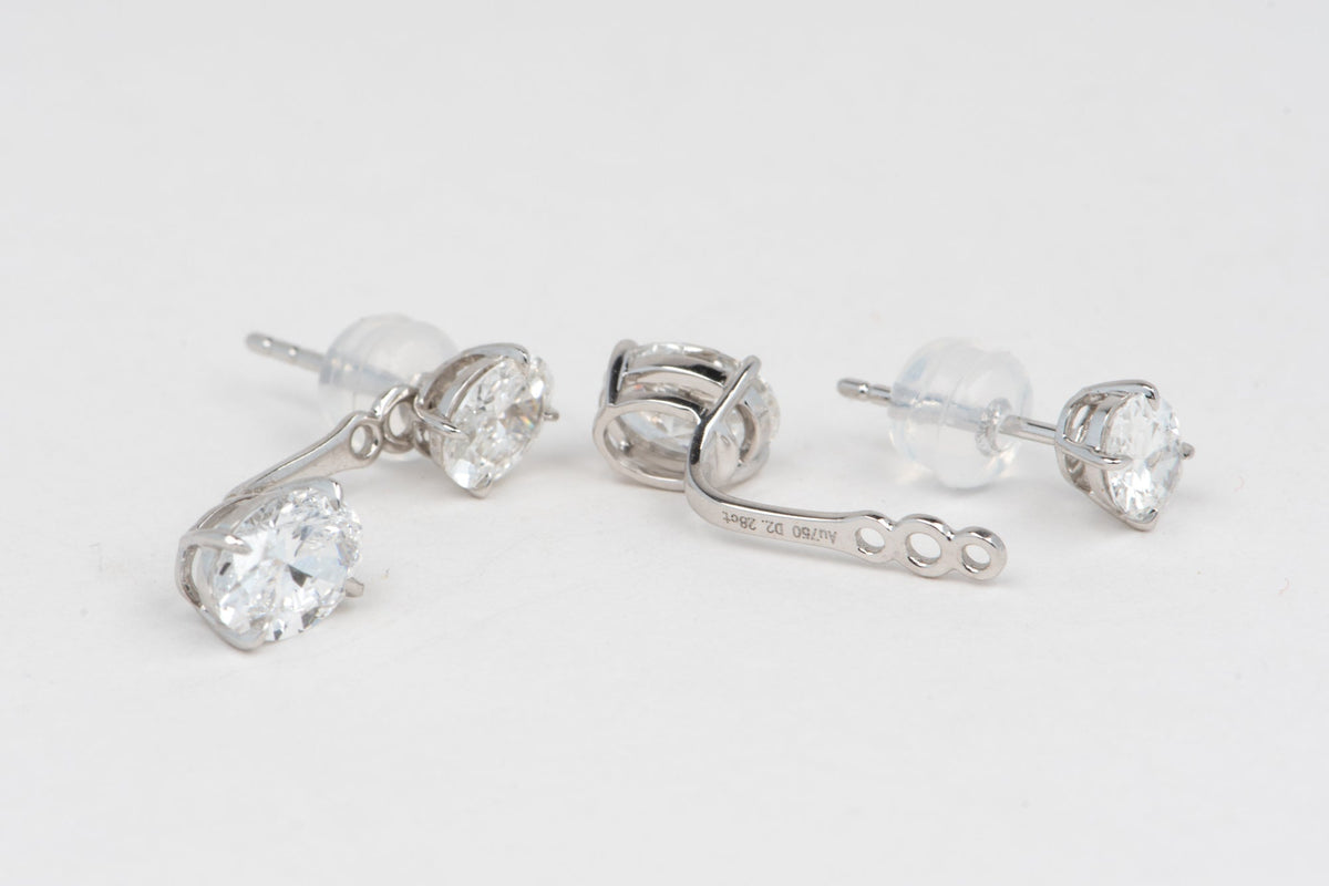 2.28ctw Lab Diamond Earrings Wear Multiple Ways 18K White Gold R3252 Aurora Designer