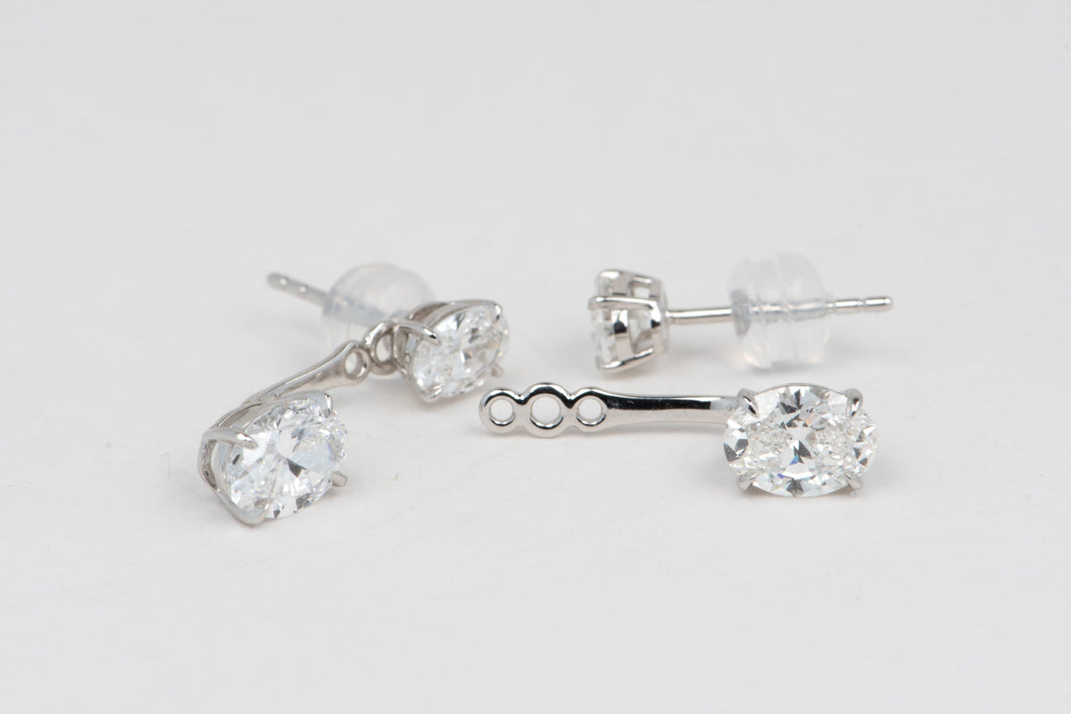 2.28ctw Lab Diamond Earrings Wear Multiple Ways 18K White Gold R3252 Aurora Designer