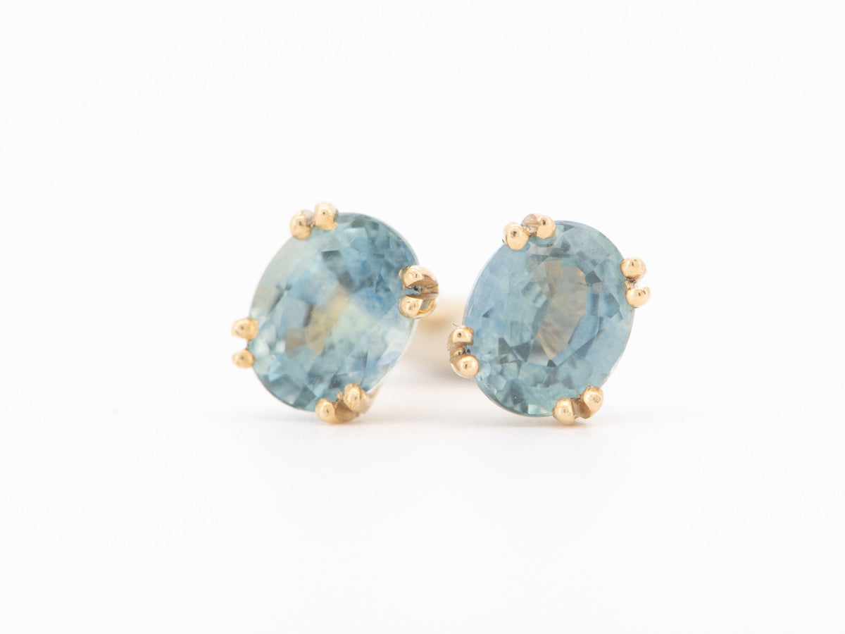 Teal Montana Sapphire Earrings 14K Gold Ear Studs R3263 Aurora Designer