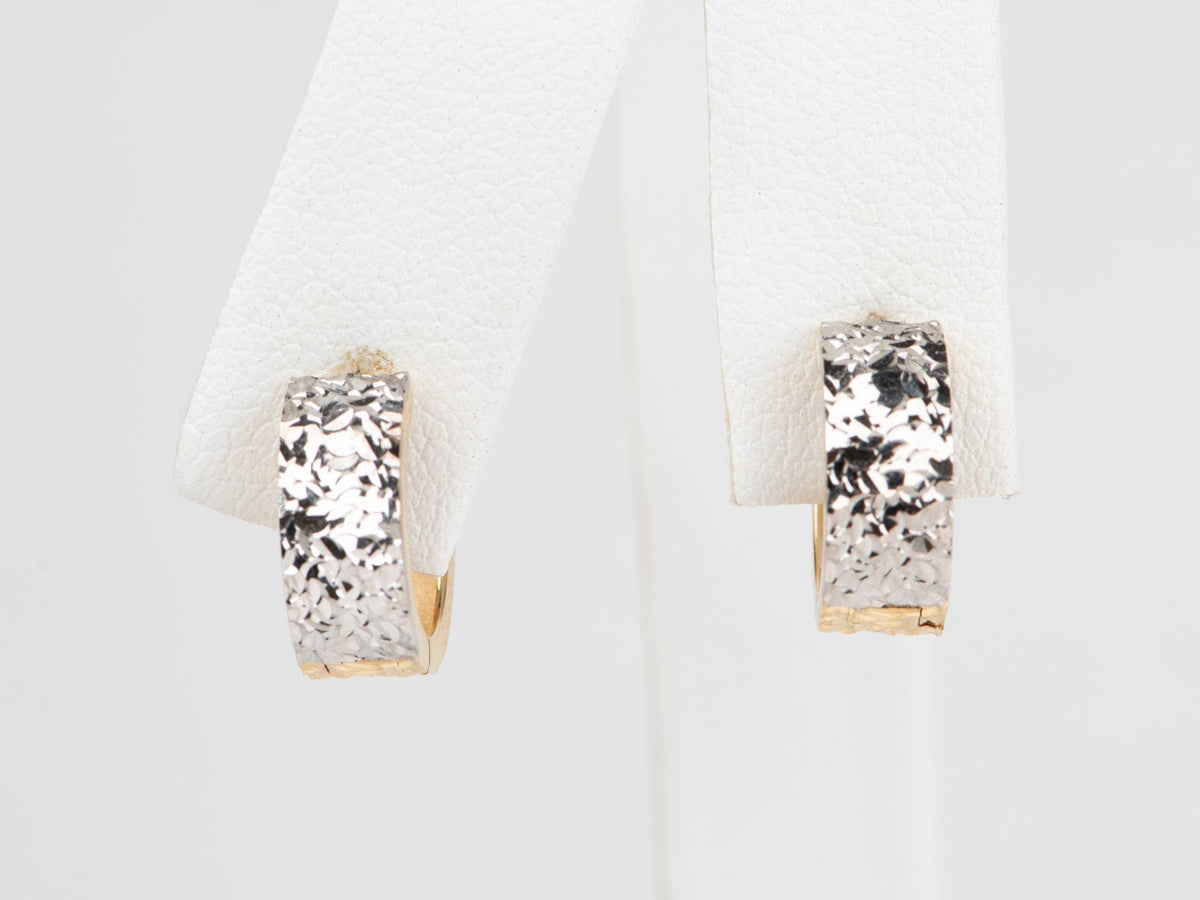 Dual-Tone 18K Gold Sparkle Huggie Earrings Wear Both Sides R3257 Aurora Designer