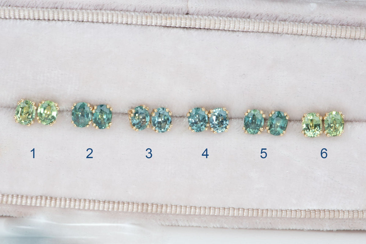 Teal Montana Sapphire Earrings 14K Gold Ear Studs R3263 Aurora Designer