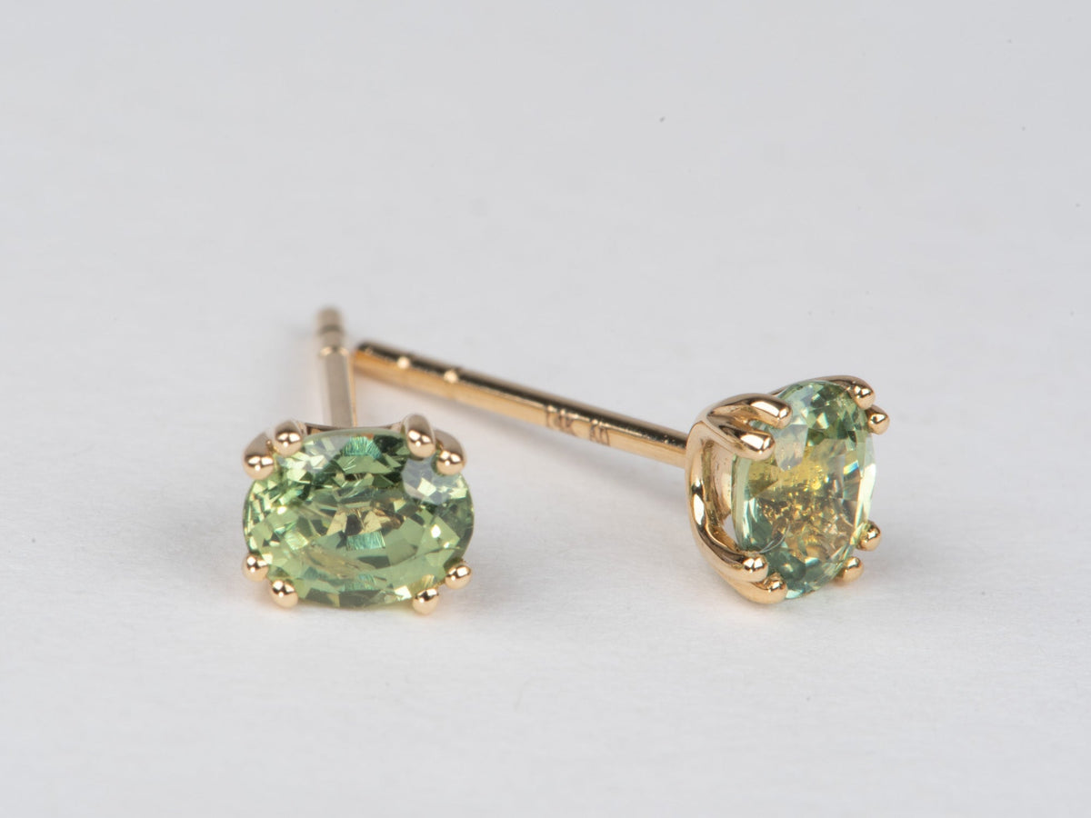 Teal Montana Sapphire Earrings 14K Gold Ear Studs R3263 Aurora Designer