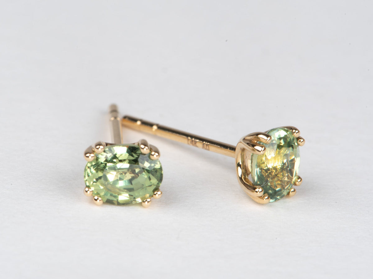 Teal Montana Sapphire Earrings 14K Gold Ear Studs R3263 Aurora Designer