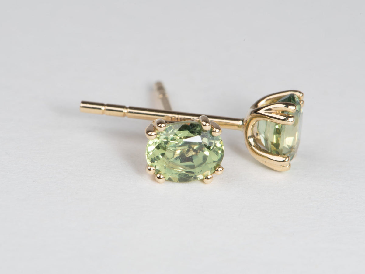 Teal Montana Sapphire Earrings 14K Gold Ear Studs R3263 Aurora Designer