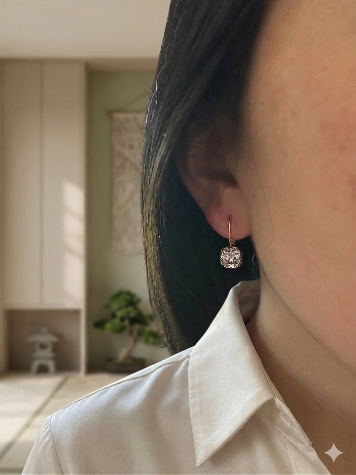 4.54ctw Old Mine Cut Lab Diamond Vintage Georgian Style Earrings 14K Gold R3269 Aurora Designer