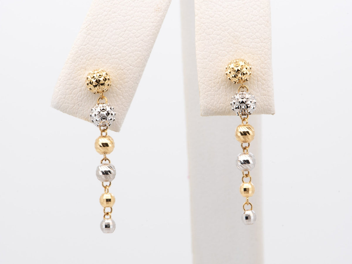 18K Gold Long Earrings Dangle Sparkly with Solid Gold Ear Backs R3273 Aurora Designer