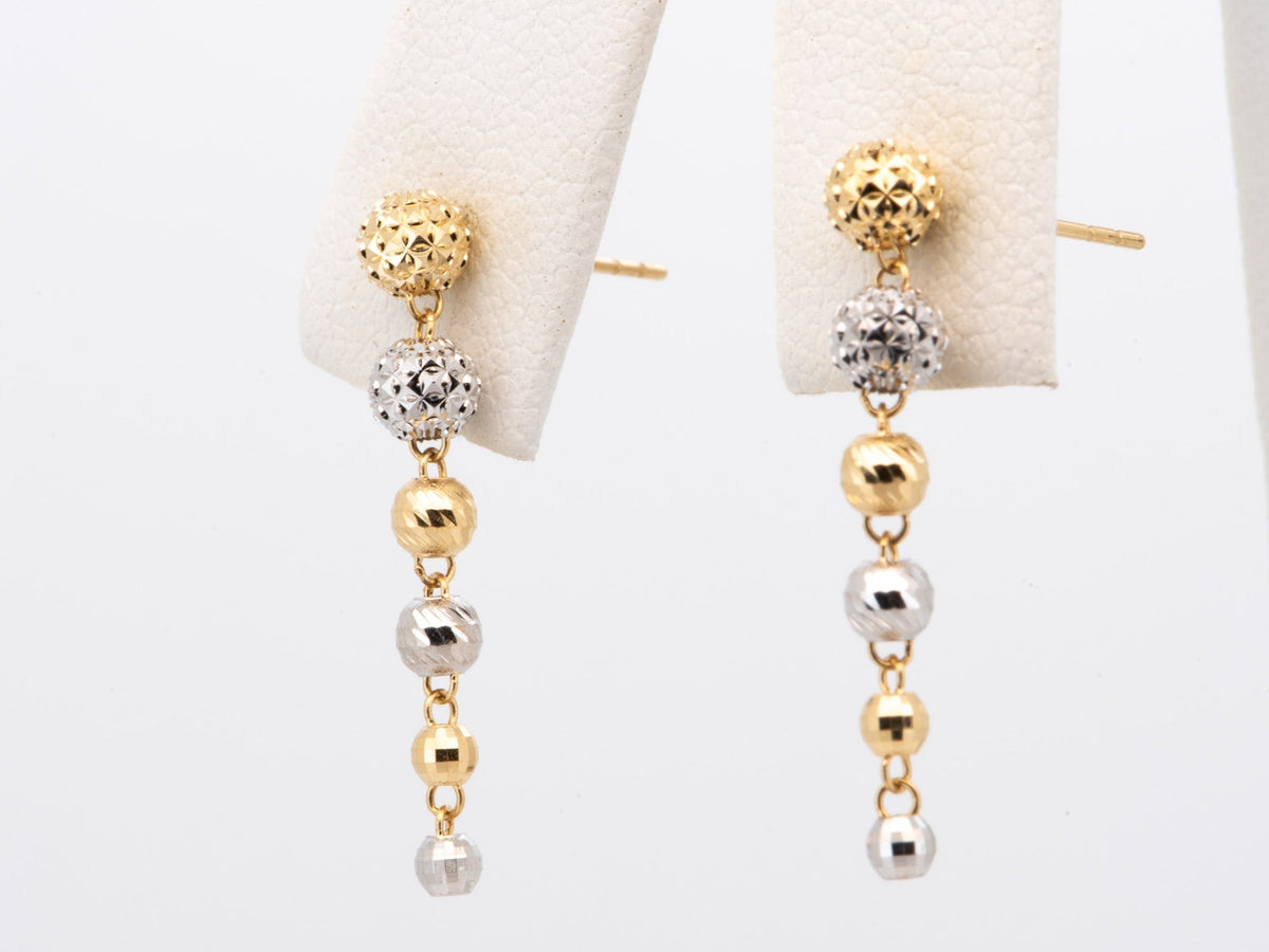 18K Gold Long Earrings Dangle Sparkly with Solid Gold Ear Backs R3273 Aurora Designer