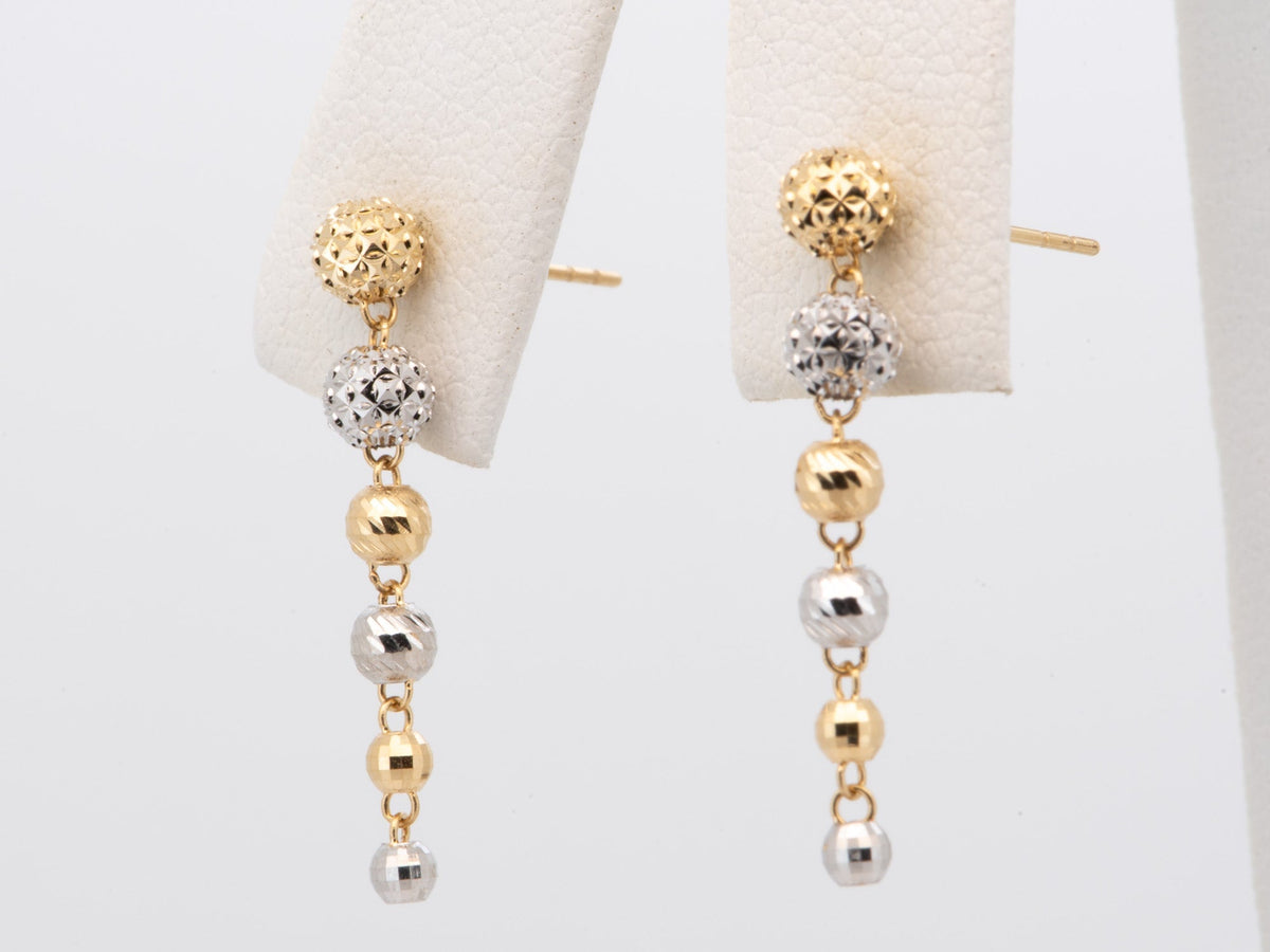 18K Gold Long Earrings Dangle Sparkly with Solid Gold Ear Backs R3273 Aurora Designer