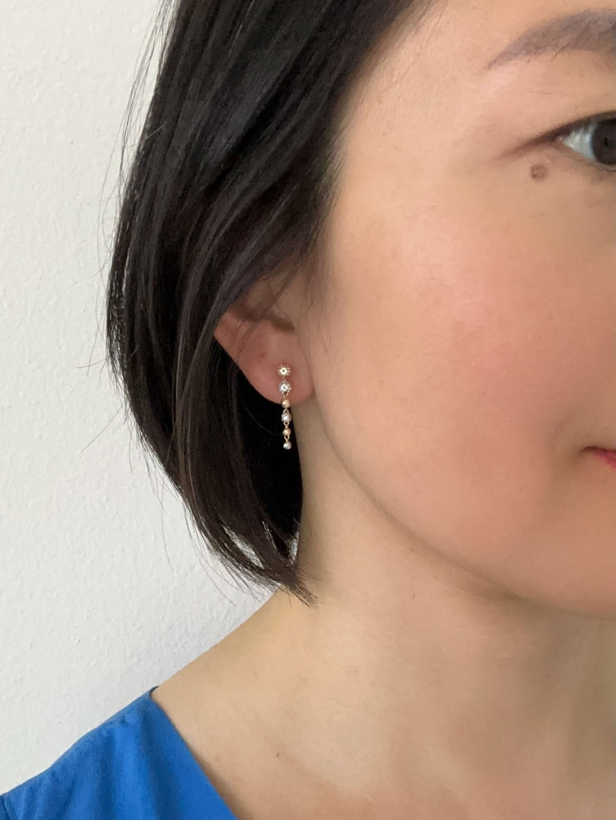 18K Gold Long Earrings Dangle Sparkly with Solid Gold Ear Backs R3273 Aurora Designer