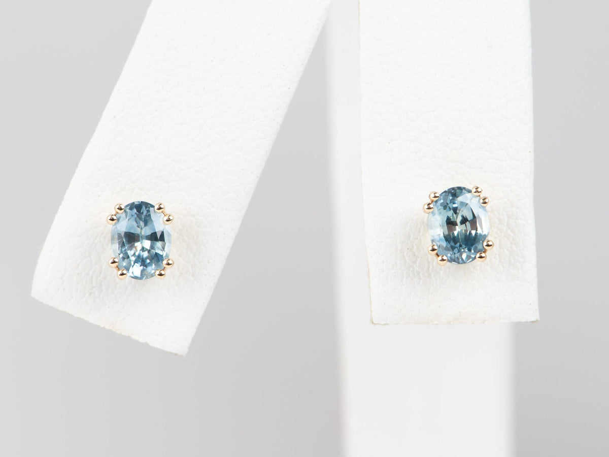 Teal Montana Sapphire Earrings 14K Gold Ear Studs R3274 Aurora Designer