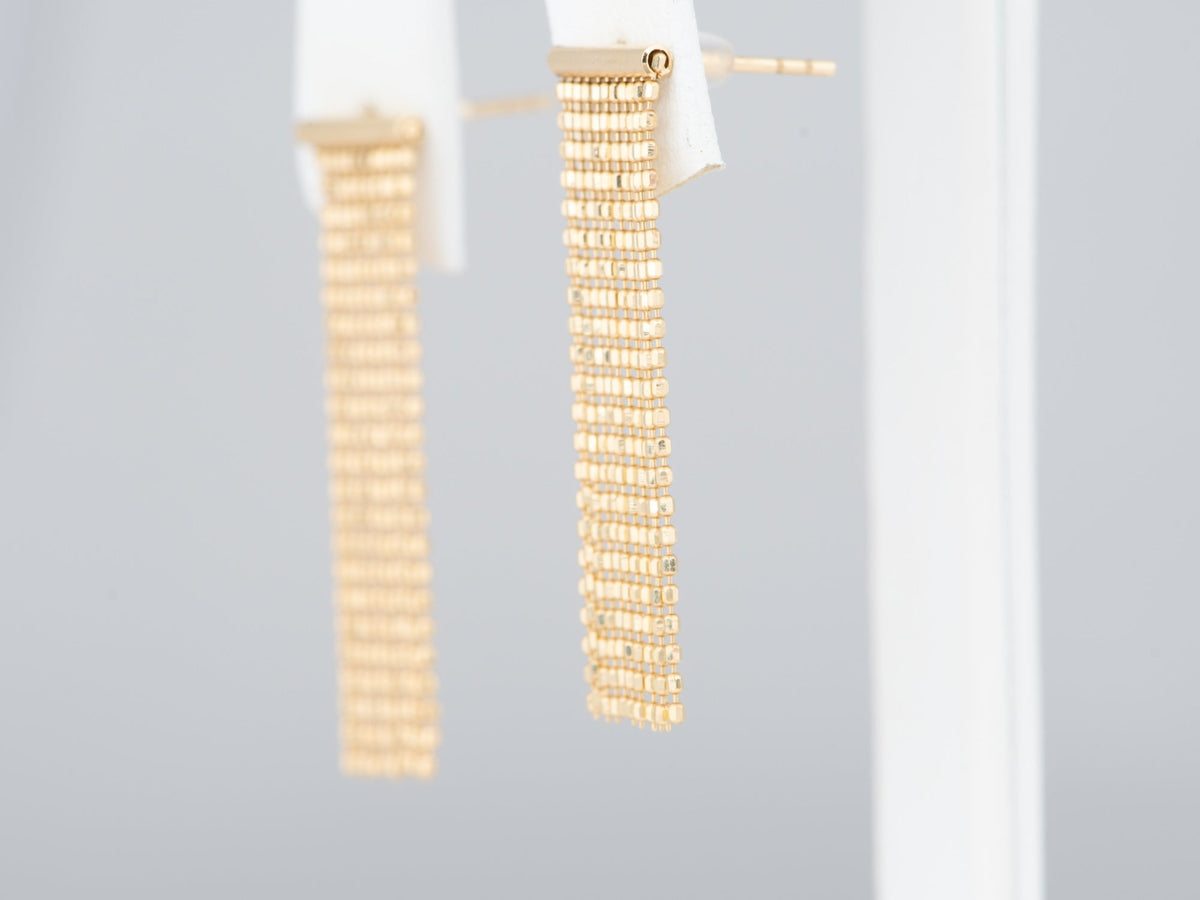18K Gold Fringe Earrings Long Dangling Great Movement Casual Chic Designer Jewelry R3276 Aurora Designer