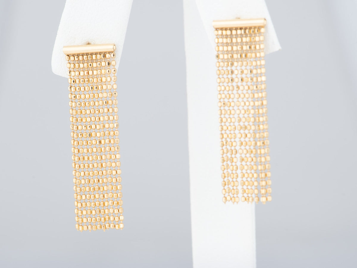 18K Gold Fringe Earrings Long Dangling Great Movement Casual Chic Designer Jewelry R3276 Aurora Designer