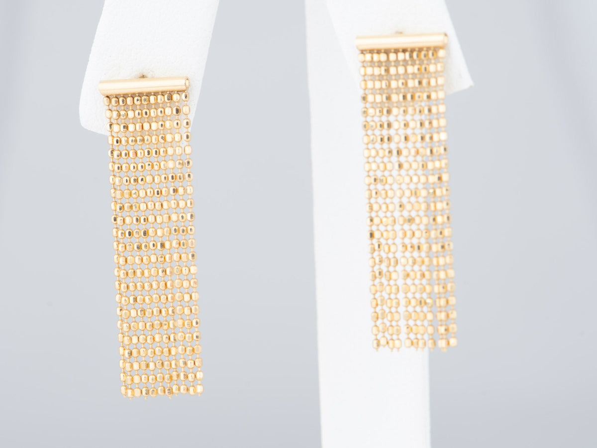 18K Gold Fringe Earrings Long Dangling Great Movement Casual Chic Designer Jewelry R3276 Aurora Designer