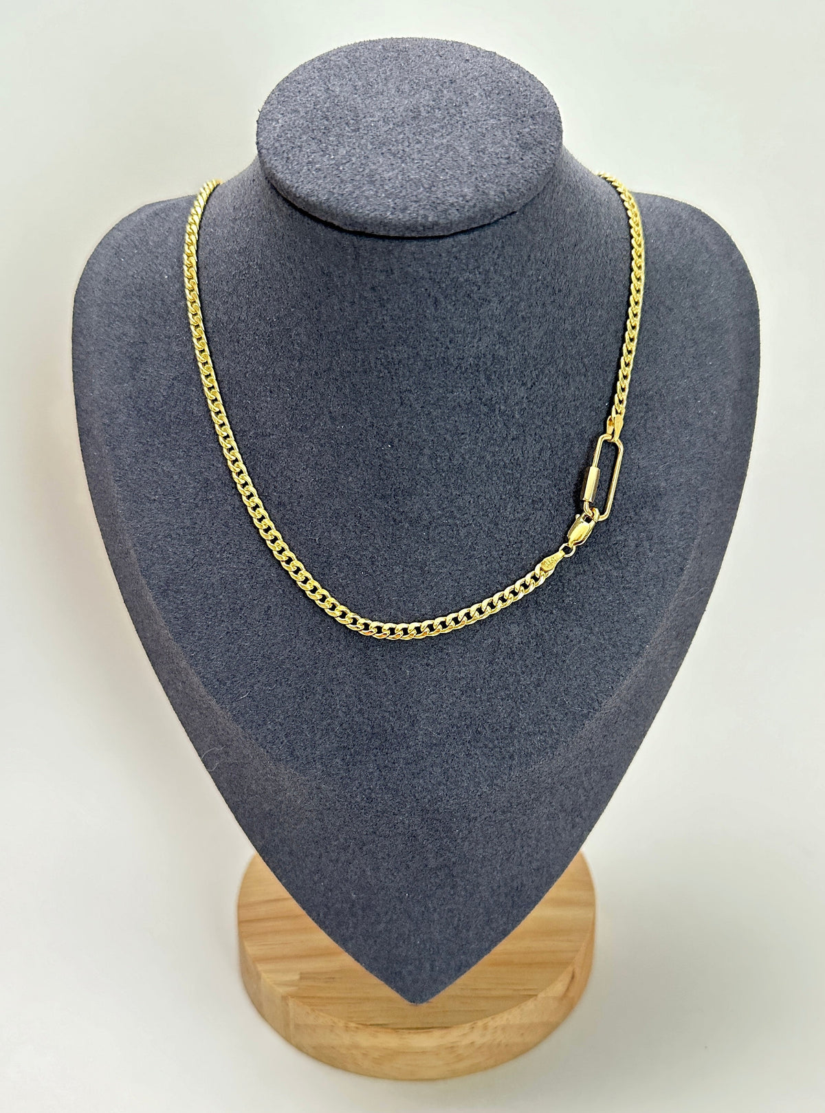 Screw Closure Large Rectangle 19x9mm 14K Gold Carabiner with Diamond Pave Pendant Holder Enhancer AD2185D Aurora Designer