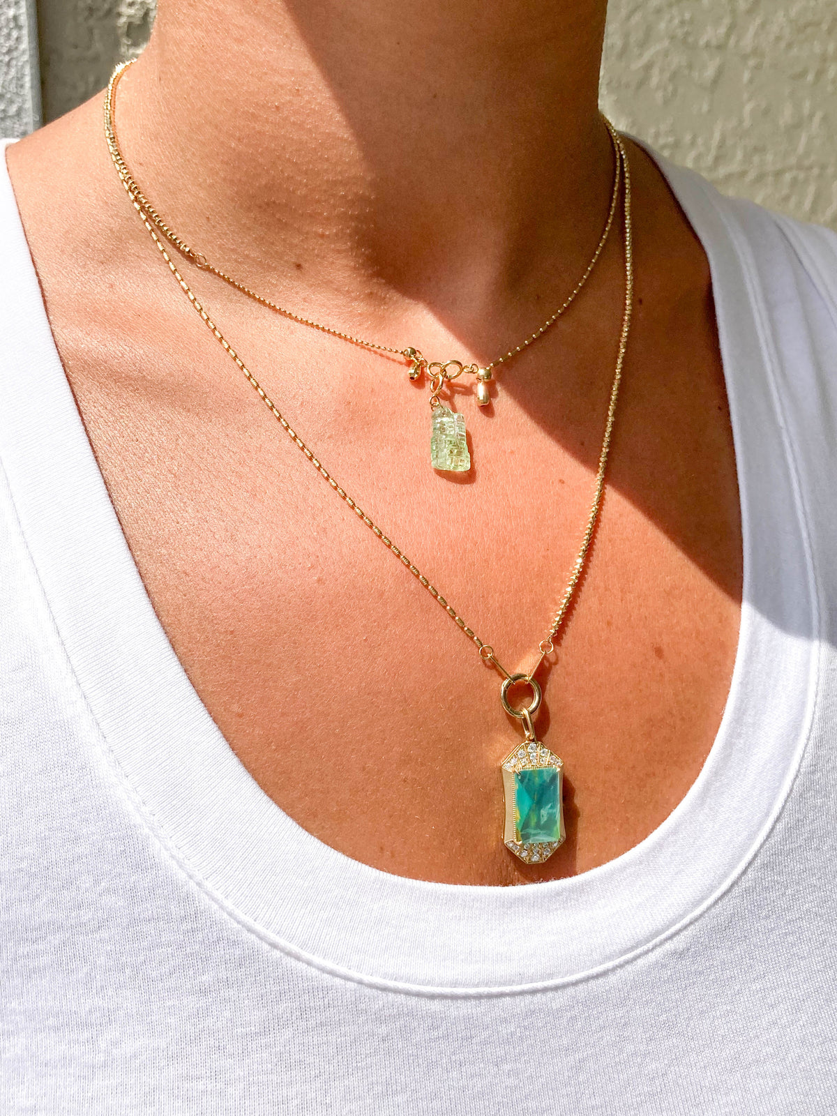 Tourmaline Buddha Carving Pendant Charm with 18K Gold Bail R4483 Aurora Designer
