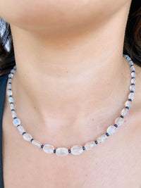 Kiva Store  Rainbow Moonstone and Sterling Silver Beaded Necklace -  Transcendent Beauty