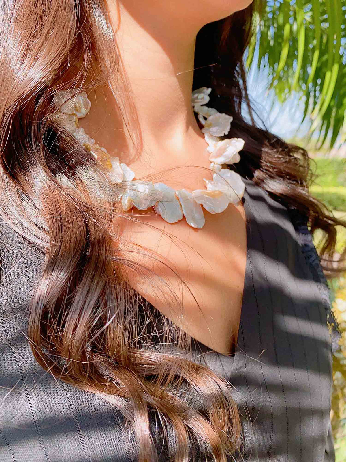 Large Petal Pearl Necklace 14K Gold Sailor Clasp R4371 Aurora Designer