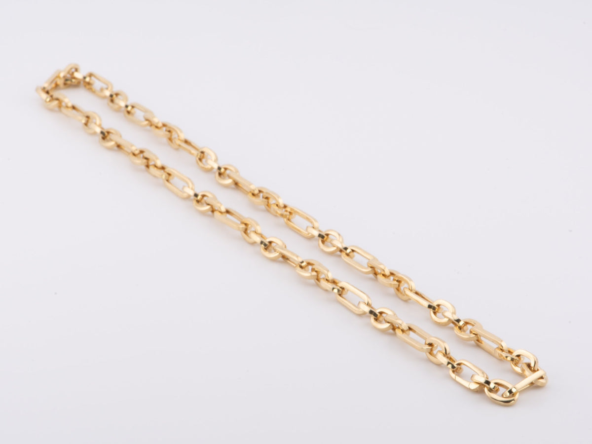 Mixed Long Oval and Round Link Chain Necklace 18K Gold 15.5g R4449 Aurora Designer