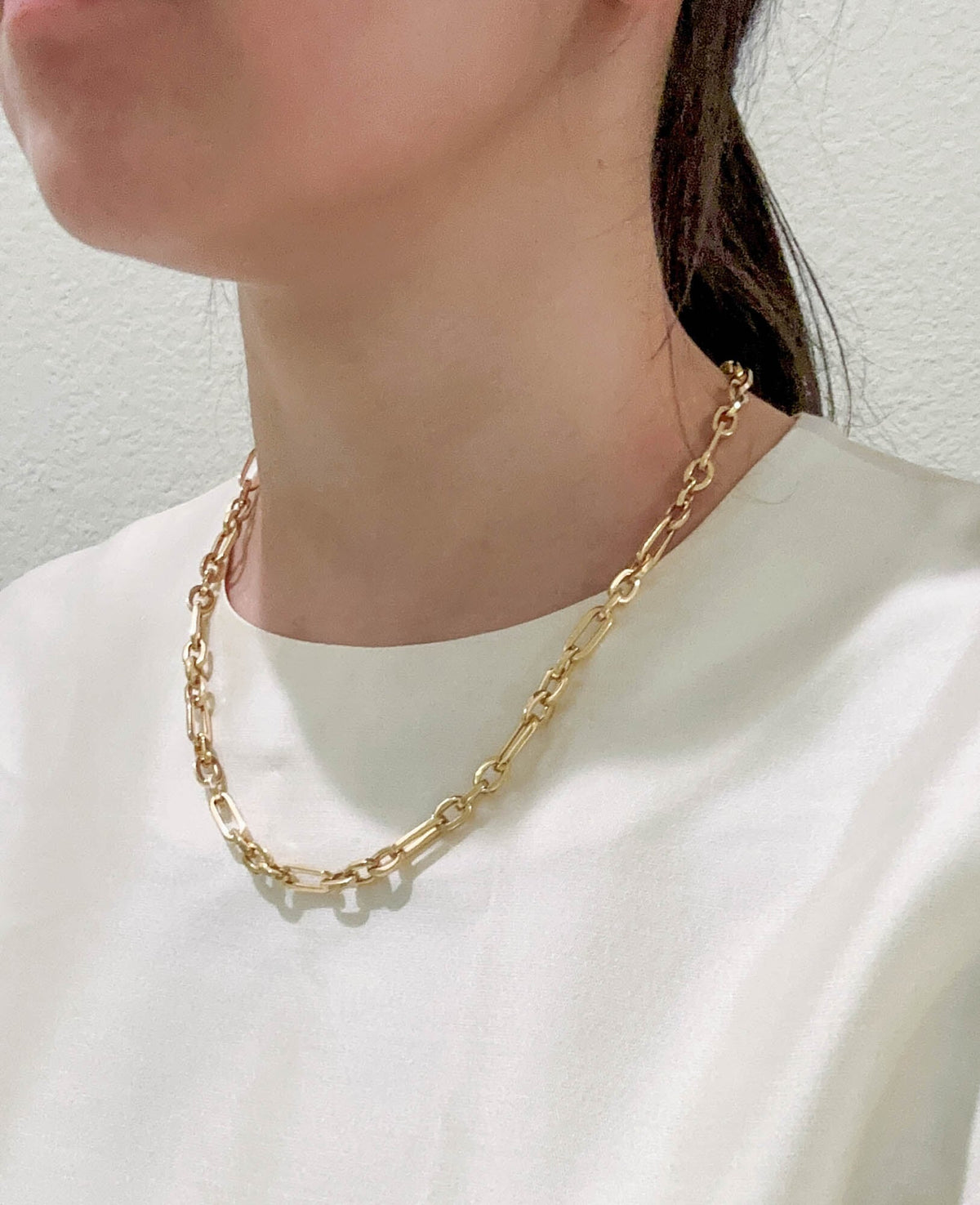 Mixed Paperclip Link Chain Necklace 18K Gold 15.5g R4449 Aurora Designer