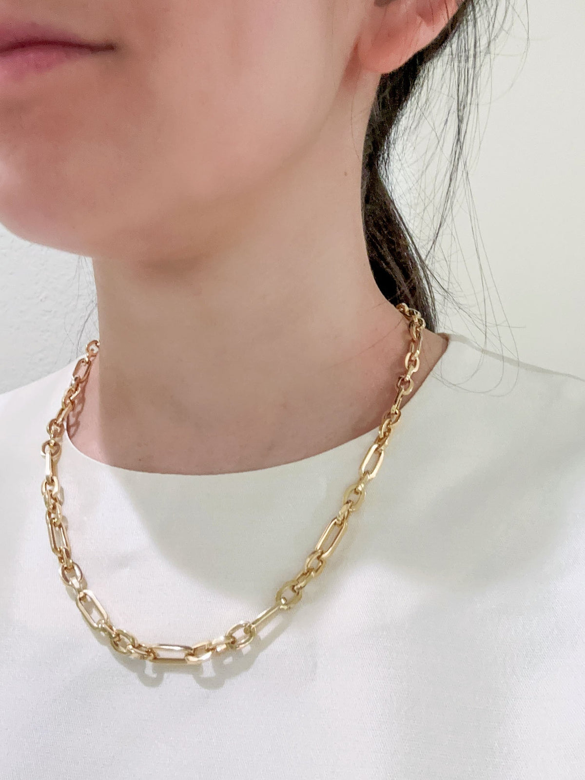 Mixed Paperclip Link Chain Necklace 18K Gold 15.5g R4449 Aurora Designer