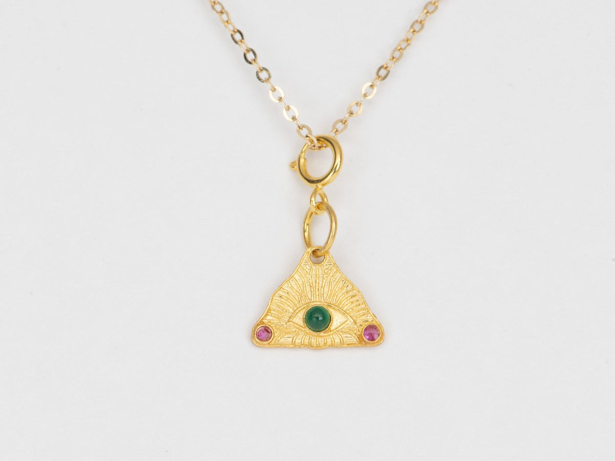 Mini Evil Eye Charm with Jade Center 18K Gold R4458 Aurora Designer