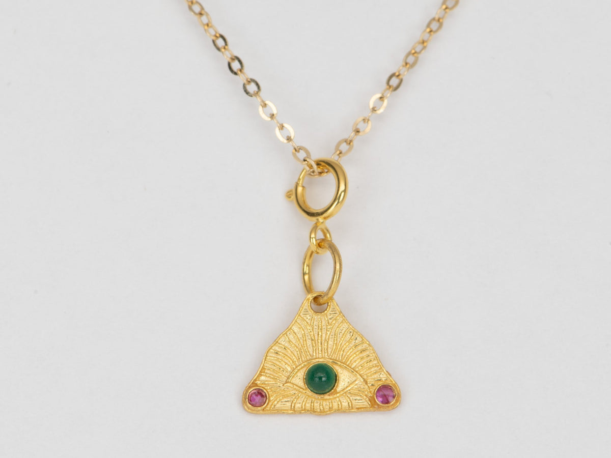 Mini Evil Eye Charm with Jade Center 18K Gold R4458 Aurora Designer