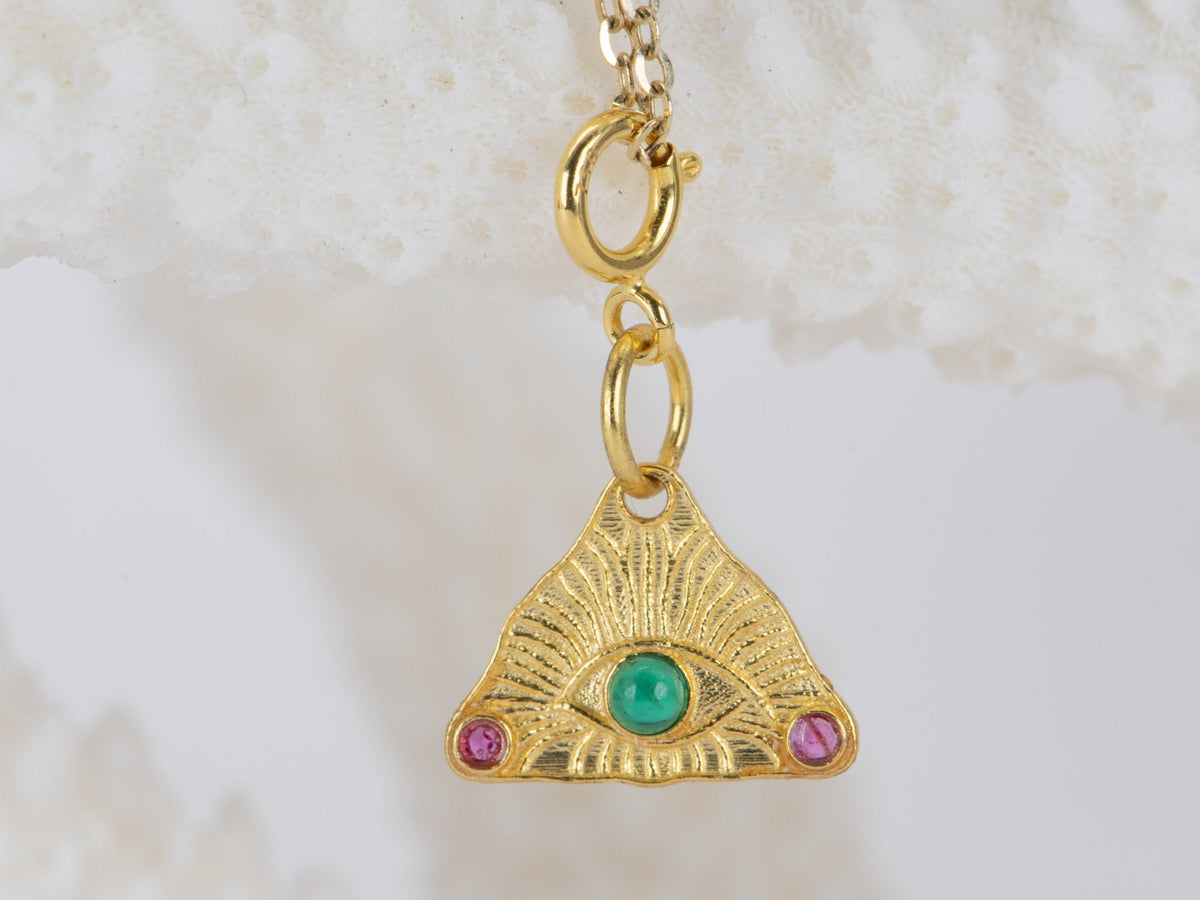 Mini Evil Eye Charm with Jade Center 18K Gold R4458 Aurora Designer