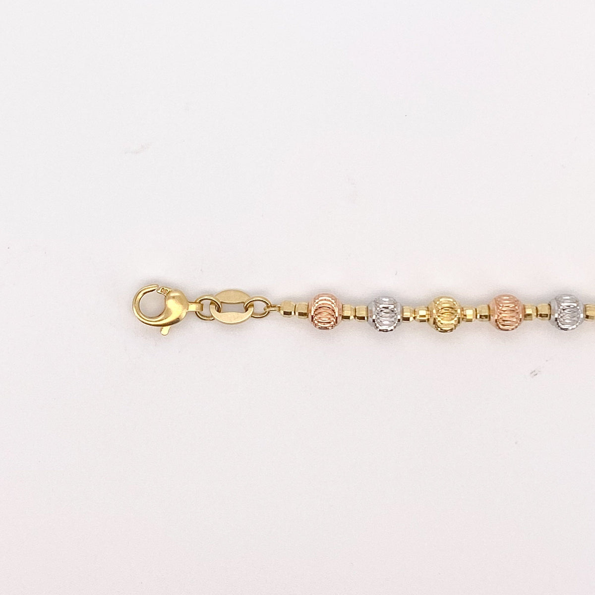 17.5" Tri-Color Solid 18K Gold Diamond Cut Sparkly Bead Necklace 12g+ R4464 Aurora Designer