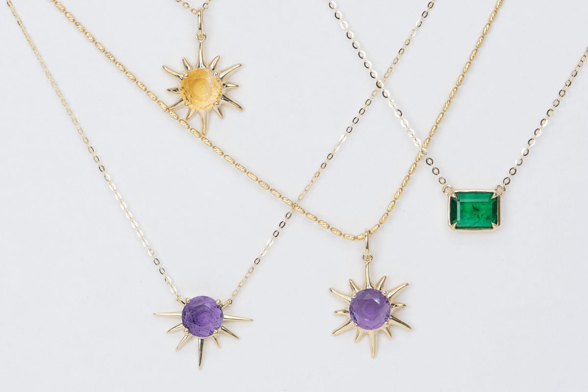 1.73ct Bright Green Zambian Emerald Necklace 14K Gold R4470 Aurora Designer