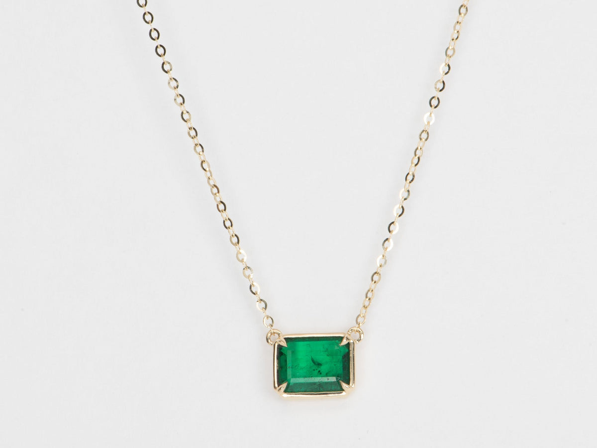 1.73ct Bright Green Zambian Emerald Necklace 14K Gold R4470 Aurora Designer