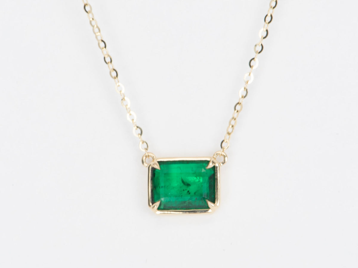 1.73ct Bright Green Zambian Emerald Necklace 14K Gold R4470 Aurora Designer