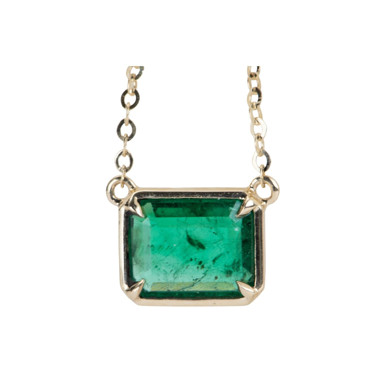 1.73ct Bright Green Zambian Emerald Necklace 14K Gold R4470 Aurora Designer