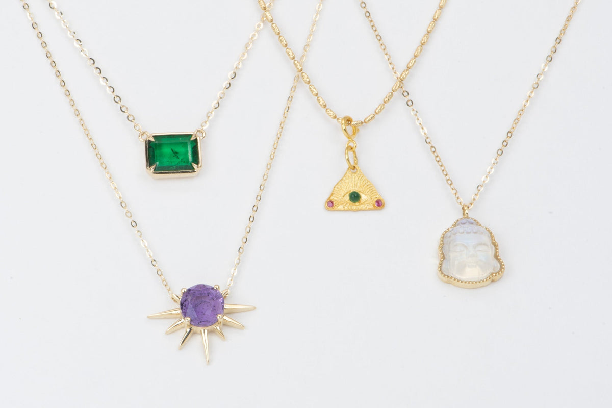 Mini Evil Eye Charm with Jade Center 18K Gold R4458 Aurora Designer