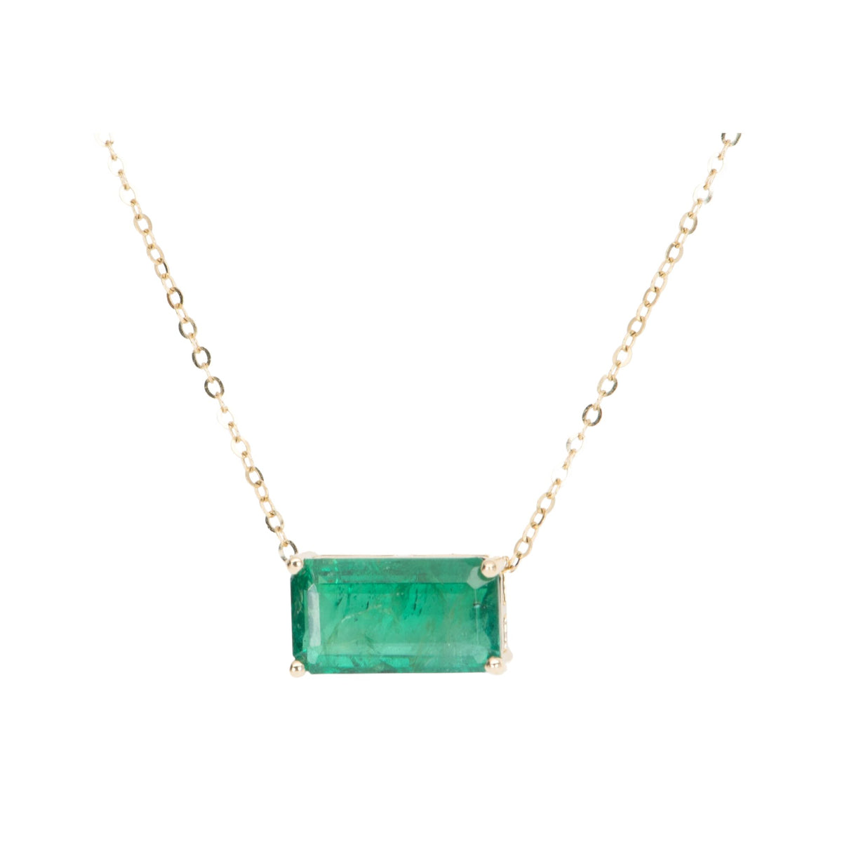 3.76ct Elongated Emerald Pendant Necklace 14K Gold Wear Multiple Ways R4471 Aurora Designer