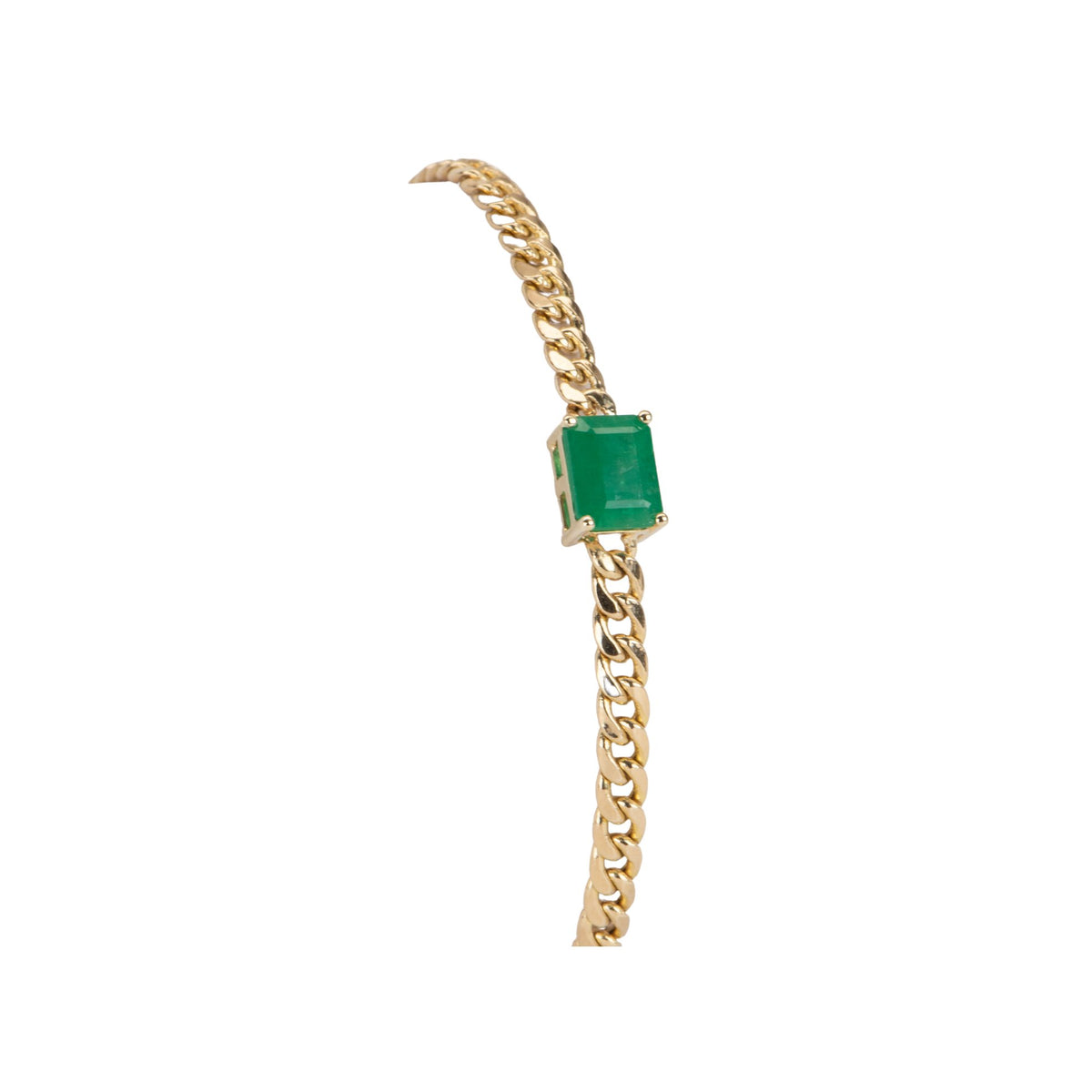 1.7ct Zambian Emerald Bracelet on Miami Cuban Chain 14K Gold R4472 Aurora Designer