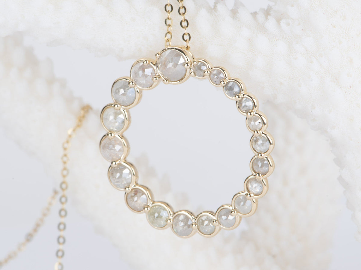 Graduated Icy Diamond Circle Pendant 14K Gold R4474 Aurora Designer