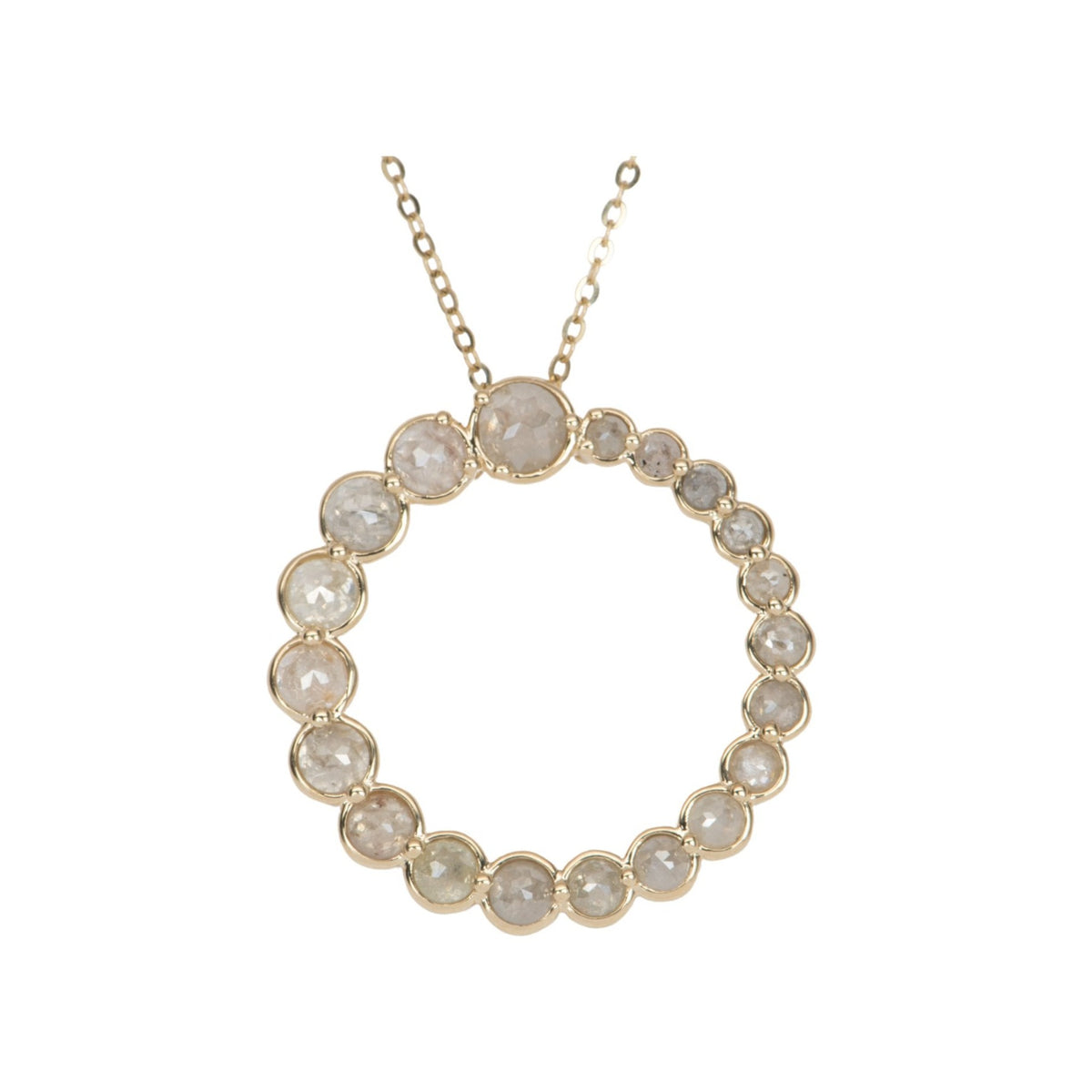 Graduated Icy Diamond Circle Pendant 14K Gold R4474 Aurora Designer