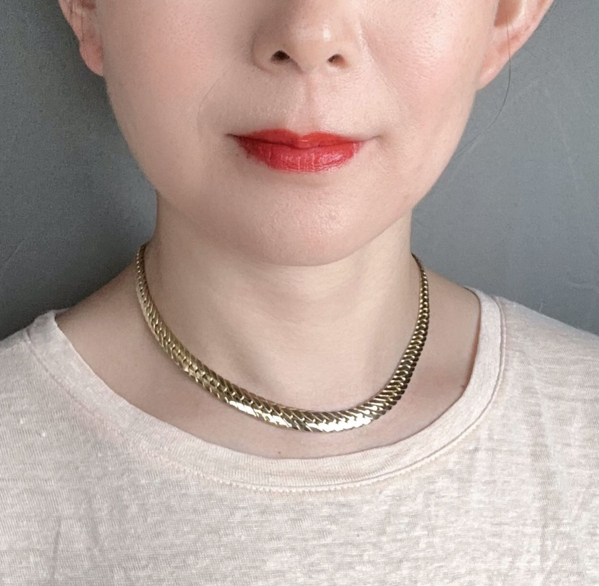 8.3mm Herringbone Link Chain Necklace 16.25&quot; 14k Gold 18.92g R4479 Aurora Designer