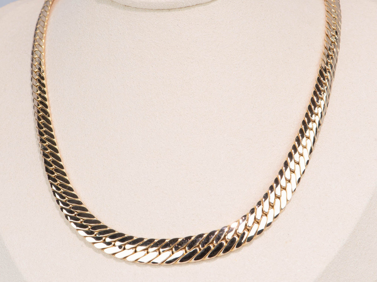 8.3mm Herringbone Link Chain Necklace 16.25&quot; 14k Gold 18.92g R4479 Aurora Designer
