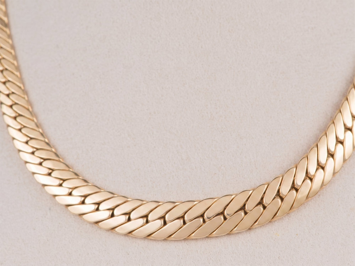 8.3mm Herringbone Link Chain Necklace 16.25" 14k Gold 18.92g R4479 Aurora Designer
