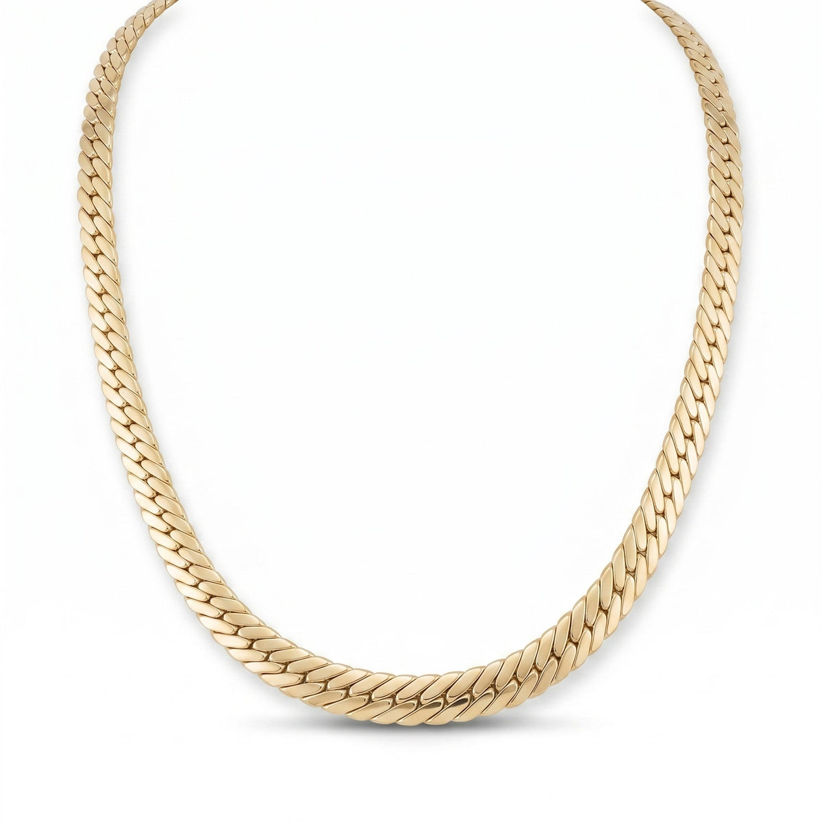 8.3mm Herringbone Link Chain Necklace 16.25" 14k Gold 18.92g R4479 Aurora Designer
