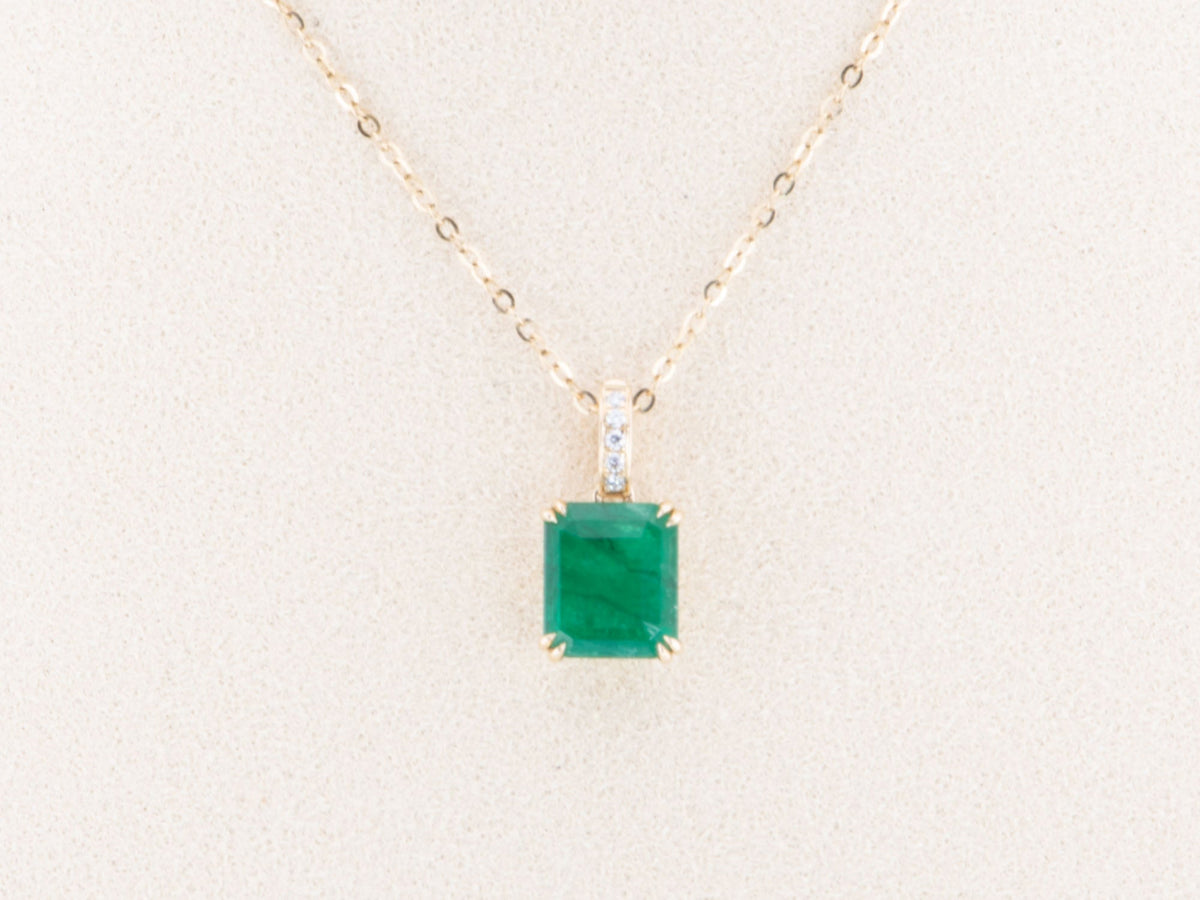 1.95ct Zambian Emerald Pendant with Clip-On Diamond Bail 14K Gold R4481 Aurora Designer