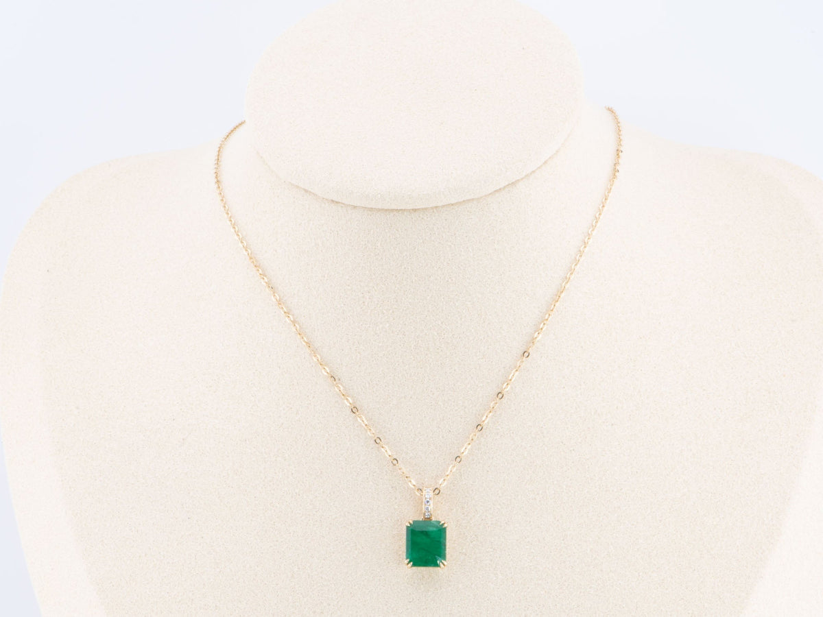 1.95ct Zambian Emerald Pendant with Clip-On Diamond Bail 14K Gold R4481 Aurora Designer