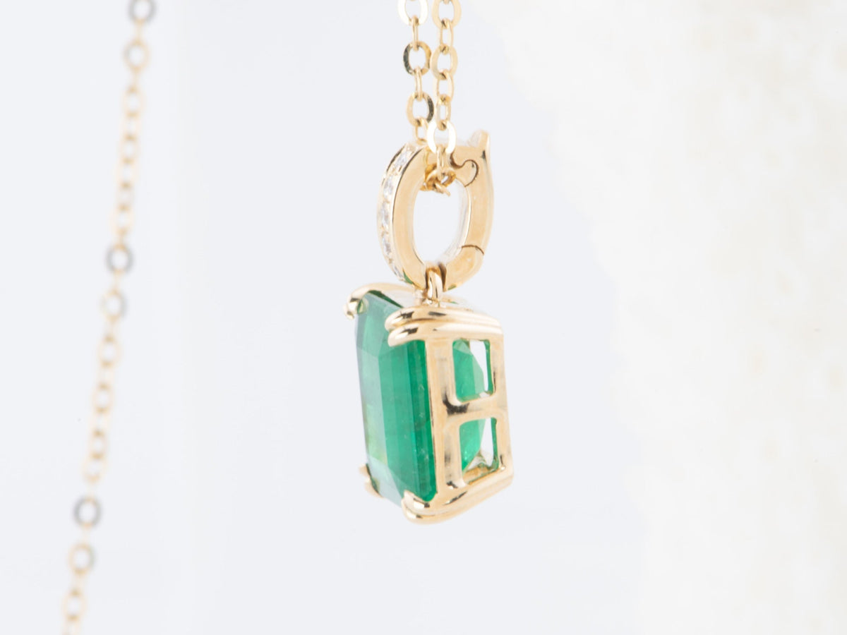 1.95ct Zambian Emerald Pendant with Clip-On Diamond Bail 14K Gold R4481 Aurora Designer