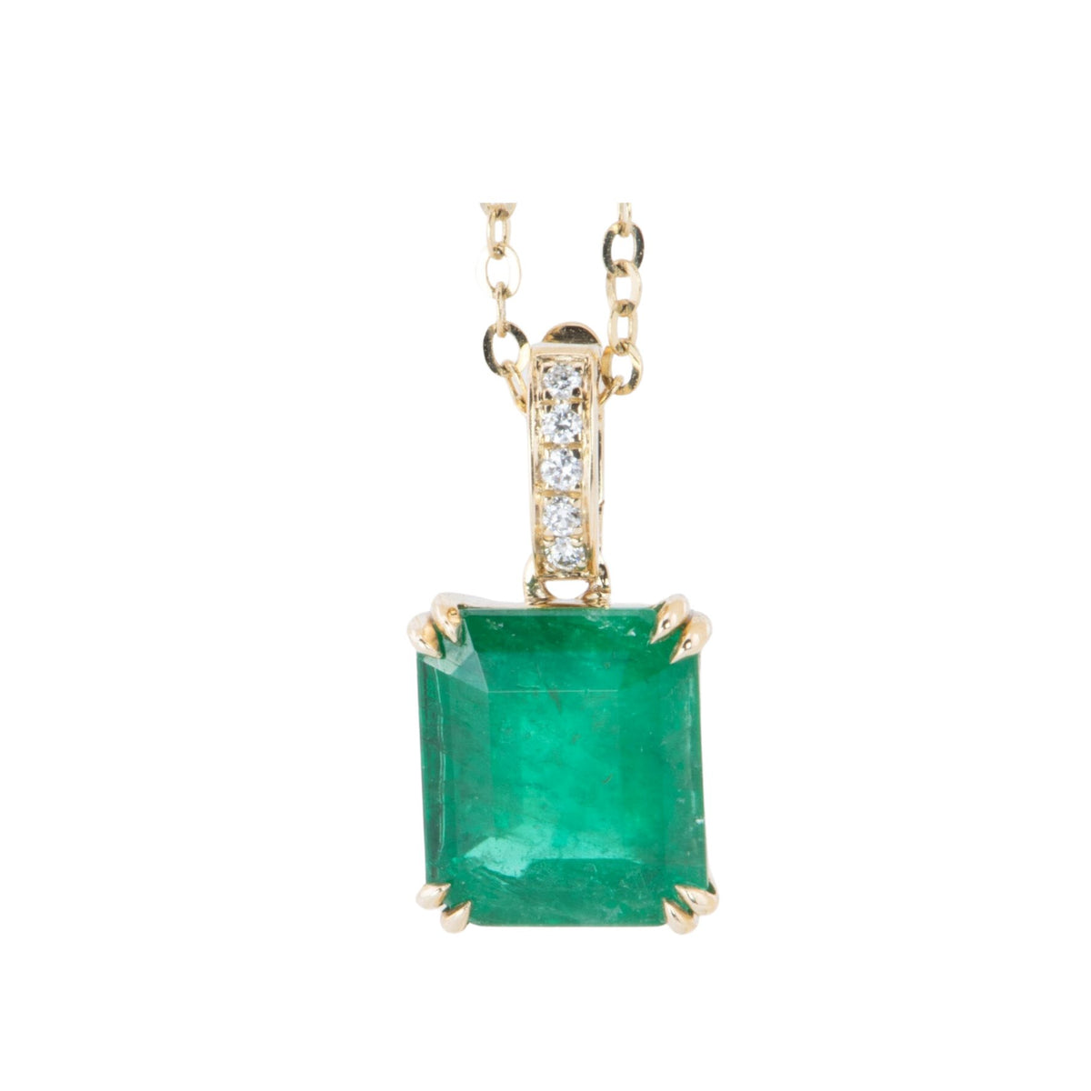 1.95ct Zambian Emerald Pendant with Clip-On Diamond Bail 14K Gold R4481 Aurora Designer