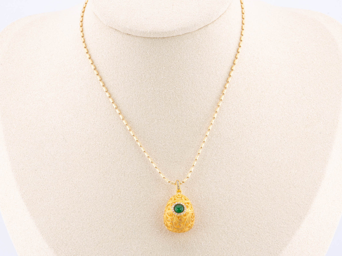 18K Gold Keepsake Sachet Openable Egg Basket with Jadeite and Diamond Delicate Cutout Work R4484 Aurora Designer
