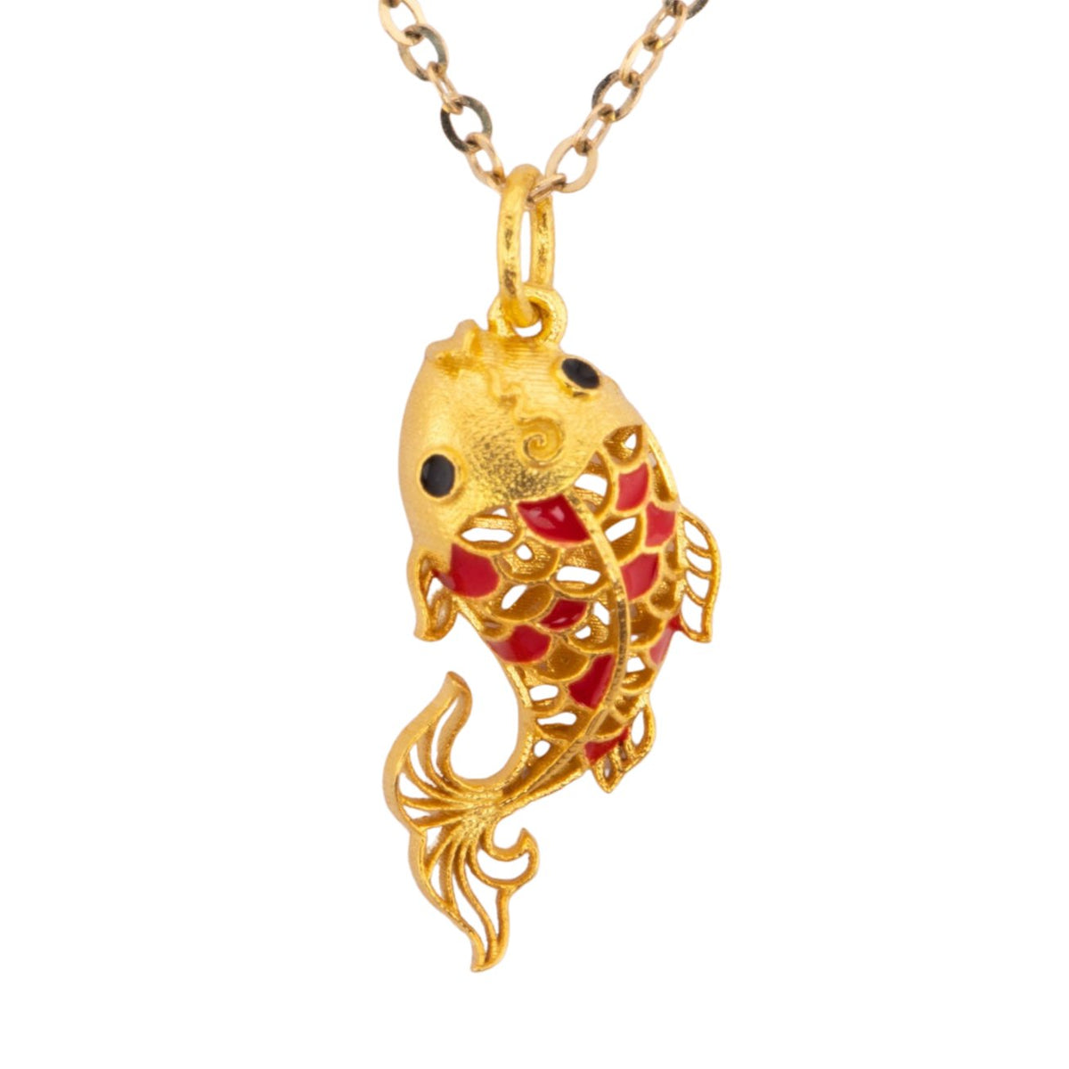 18K Gold Goldfish Koi Fish Charm with Colorful Enamel Scale Design Asian Oriental Influenced R4486 Aurora Designer