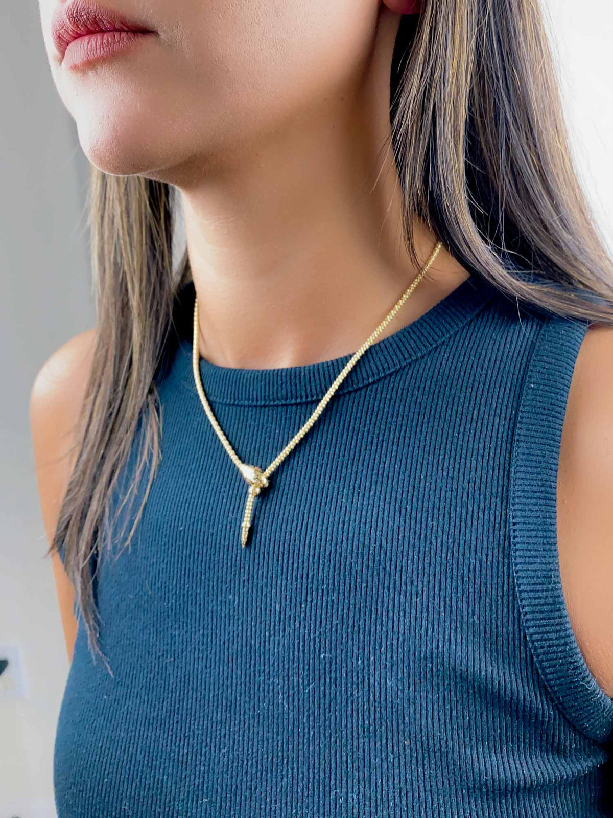 18K Gold Adjustable Snake Necklace Chain with Ruby Eyes Sliding Popcorn Link 8g+ R4491 Aurora Designer