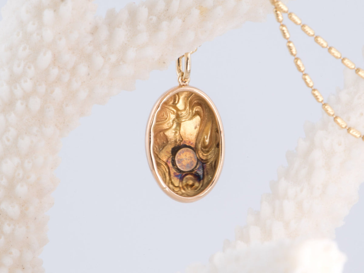 14K Gold Art Nouveau Style Vintage Lady Cufflink Conversion Pendant Charm R4494 Aurora Designer
