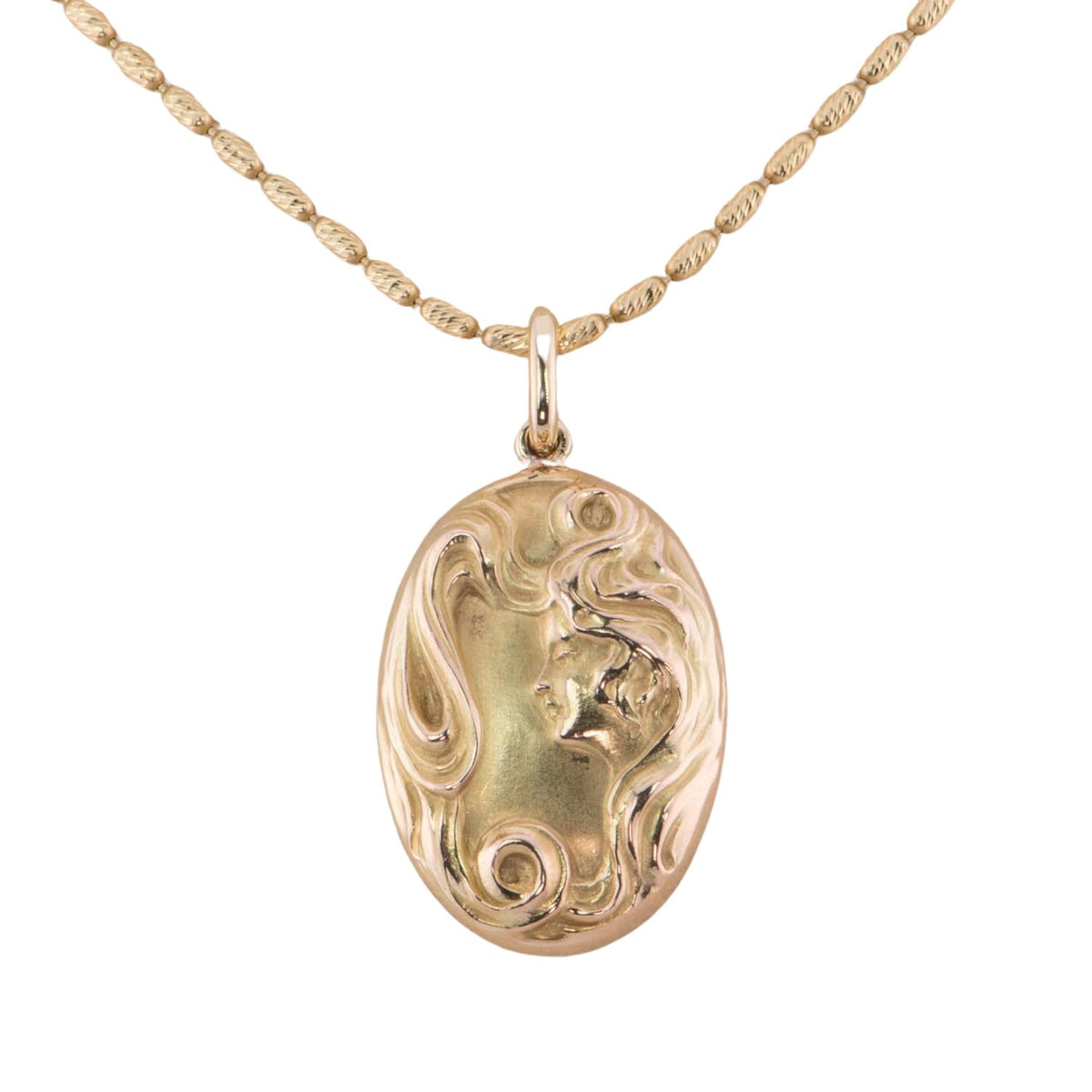 14K Gold Art Nouveau Style Vintage Lady Cufflink Conversion Pendant Charm R4494 Aurora Designer